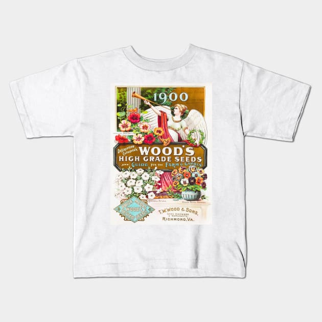 Wood's High Grade Seeds Catalogue, 1900 Kids T-Shirt by WAITE-SMITH VINTAGE ART